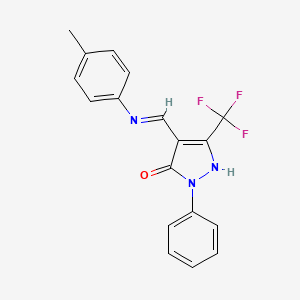 4-{[(4-methylphenyl)amino]methylene}-2-phenyl-5-(trifluoromethyl)-2,4-dihydro-3H-pyrazol-3-one