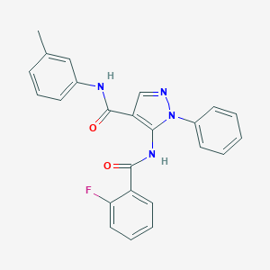 molecular formula C24H19FN4O2 B504766 5-[(2-fluorobenzoyl)amino]-N-(3-methylphenyl)-1-phenyl-1H-pyrazole-4-carboxamide 