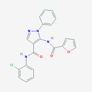 molecular formula C21H15ClN4O3 B504769 N-(2-chlorophenyl)-5-(2-furoylamino)-1-phenyl-1H-pyrazole-4-carboxamide 