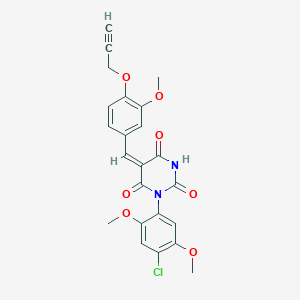 molecular formula C23H19ClN2O7 B5047776 1-(4-chloro-2,5-dimethoxyphenyl)-5-[3-methoxy-4-(2-propyn-1-yloxy)benzylidene]-2,4,6(1H,3H,5H)-pyrimidinetrione 