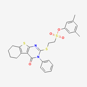 molecular formula C26H26N2O4S3 B5047799 3,5-dimethylphenyl 2-[(4-oxo-3-phenyl-3,4,5,6,7,8-hexahydro[1]benzothieno[2,3-d]pyrimidin-2-yl)thio]ethanesulfonate 