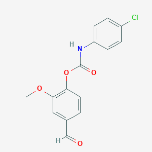 molecular formula C15H12ClNO4 B504783 4-Formyl-2-methoxyphenyl 4-chlorophenylcarbamate 