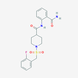 molecular formula C20H22FN3O4S B5047897 N-[2-(aminocarbonyl)phenyl]-1-[(2-fluorobenzyl)sulfonyl]-4-piperidinecarboxamide 