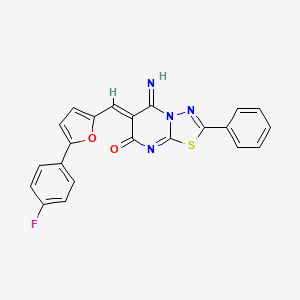 molecular formula C22H13FN4O2S B5047952 (6Z)-6-{[5-(4-fluorophenyl)furan-2-yl]methylidene}-5-imino-2-phenyl-5,6-dihydro-7H-[1,3,4]thiadiazolo[3,2-a]pyrimidin-7-one 