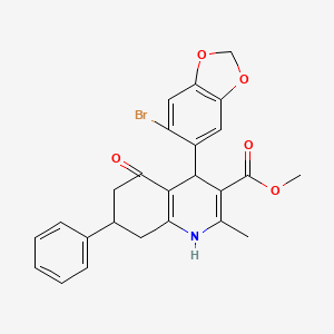 molecular formula C25H22BrNO5 B5047972 methyl 4-(6-bromo-1,3-benzodioxol-5-yl)-2-methyl-5-oxo-7-phenyl-1,4,5,6,7,8-hexahydro-3-quinolinecarboxylate 