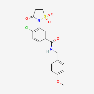 4-chloro-N-[(4-methoxyphenyl)methyl]-3-(1,1,3-trioxo-1,2-thiazolidin-2-yl)benzamide