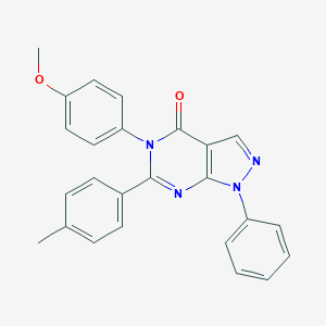 molecular formula C25H20N4O2 B504801 5-(4-methoxyphenyl)-6-(4-methylphenyl)-1-phenyl-1,5-dihydro-4H-pyrazolo[3,4-d]pyrimidin-4-one 