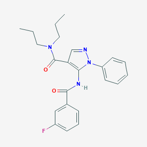 molecular formula C23H25FN4O2 B504803 5-{[(3-fluorophenyl)carbonyl]amino}-1-phenyl-N,N-dipropyl-1H-pyrazole-4-carboxamide 