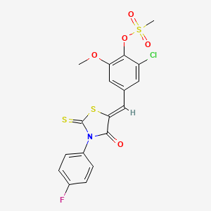 molecular formula C18H13ClFNO5S3 B5048034 2-chloro-4-{[3-(4-fluorophenyl)-4-oxo-2-thioxo-1,3-thiazolidin-5-ylidene]methyl}-6-methoxyphenyl methanesulfonate 