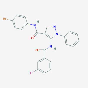molecular formula C23H16BrFN4O2 B504804 N-(4-bromophenyl)-5-[(3-fluorobenzoyl)amino]-1-phenyl-1H-pyrazole-4-carboxamide 