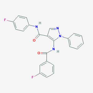 molecular formula C23H16F2N4O2 B504805 5-[(3-fluorobenzoyl)amino]-N-(4-fluorophenyl)-1-phenyl-1H-pyrazole-4-carboxamide 