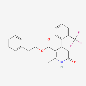 molecular formula C22H20F3NO3 B5048070 2-phenylethyl 2-methyl-6-oxo-4-[2-(trifluoromethyl)phenyl]-1,4,5,6-tetrahydro-3-pyridinecarboxylate 