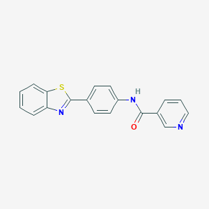 molecular formula C19H13N3OS B504811 N-[4-(1,3-benzothiazol-2-yl)phenyl]pyridine-3-carboxamide CAS No. 346649-41-0