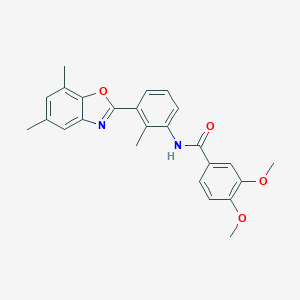 molecular formula C25H24N2O4 B504813 N-[3-(5,7-dimethyl-1,3-benzoxazol-2-yl)-2-methylphenyl]-3,4-dimethoxybenzamide 