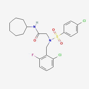 molecular formula C22H25Cl2FN2O3S B5048187 N~2~-(2-chloro-6-fluorobenzyl)-N~2~-[(4-chlorophenyl)sulfonyl]-N-cycloheptylglycinamide 