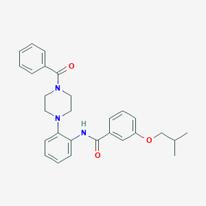 molecular formula C28H31N3O3 B504819 N-[2-(4-benzoyl-1-piperazinyl)phenyl]-3-isobutoxybenzamide 