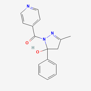 molecular formula C16H15N3O2 B5048190 1-isonicotinoyl-3-methyl-5-phenyl-4,5-dihydro-1H-pyrazol-5-ol 