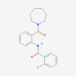 molecular formula C20H21FN2O2 B504820 N-[2-(azepan-1-ylcarbonyl)phenyl]-2-fluorobenzamide 