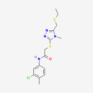 molecular formula C15H19ClN4OS2 B5048289 N-(3-chloro-4-methylphenyl)-2-({5-[(ethylthio)methyl]-4-methyl-4H-1,2,4-triazol-3-yl}thio)acetamide 