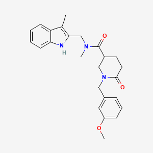 1-(3-methoxybenzyl)-N-methyl-N-[(3-methyl-1H-indol-2-yl)methyl]-6-oxo-3-piperidinecarboxamide