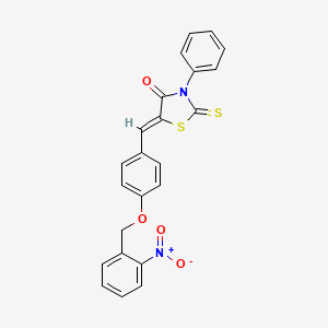 molecular formula C23H16N2O4S2 B5048367 5-{4-[(2-nitrobenzyl)oxy]benzylidene}-3-phenyl-2-thioxo-1,3-thiazolidin-4-one 