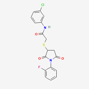 N-(3-chlorophenyl)-2-{[1-(2-fluorophenyl)-2,5-dioxo-3-pyrrolidinyl]thio}acetamide