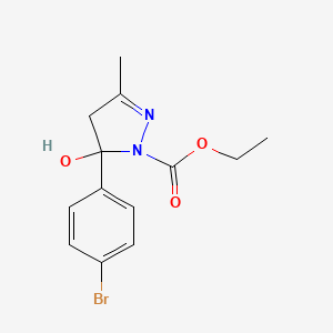 molecular formula C13H15BrN2O3 B5048399 ethyl 5-(4-bromophenyl)-5-hydroxy-3-methyl-4,5-dihydro-1H-pyrazole-1-carboxylate 