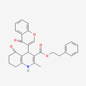 2-phenylethyl 2-methyl-5-oxo-4-(4-oxo-4H-chromen-3-yl)-1,4,5,6,7,8-hexahydro-3-quinolinecarboxylate