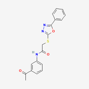 molecular formula C18H15N3O3S B5048470 N-(3-acetylphenyl)-2-[(5-phenyl-1,3,4-oxadiazol-2-yl)thio]acetamide 