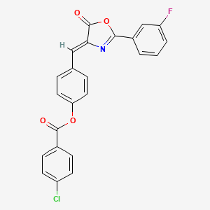 molecular formula C23H13ClFNO4 B5048484 4-{[2-(3-fluorophenyl)-5-oxo-1,3-oxazol-4(5H)-ylidene]methyl}phenyl 4-chlorobenzoate 