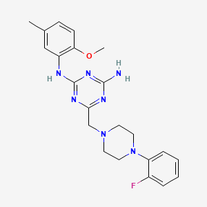 molecular formula C22H26FN7O B5048541 6-{[4-(2-fluorophenyl)-1-piperazinyl]methyl}-N-(2-methoxy-5-methylphenyl)-1,3,5-triazine-2,4-diamine 