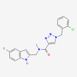 molecular formula C20H17ClFN5O B5048602 1-(2-chlorobenzyl)-N-[(5-fluoro-1H-indol-2-yl)methyl]-N-methyl-1H-1,2,3-triazole-4-carboxamide 