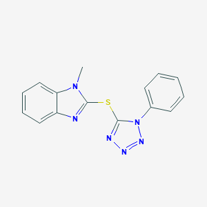 molecular formula C15H12N6S B504867 1-methyl-2-[(1-phenyl-1H-tetraazol-5-yl)sulfanyl]-1H-benzimidazole 