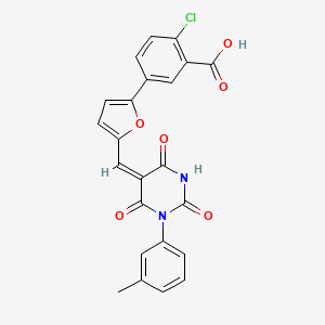 2-chloro-5-(5-{[1-(3-methylphenyl)-2,4,6-trioxotetrahydro-5(2H)-pyrimidinylidene]methyl}-2-furyl)benzoic acid