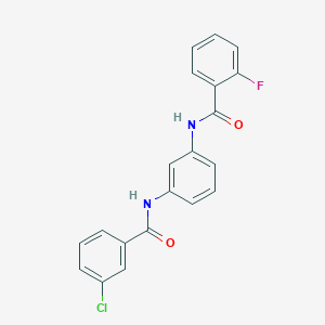 molecular formula C20H14ClFN2O2 B504888 N-{3-[(3-chlorobenzoyl)amino]phenyl}-2-fluorobenzamide 