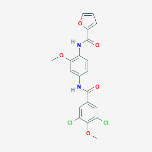 molecular formula C20H16Cl2N2O5 B504890 N-{4-[(3,5-dichloro-4-methoxybenzoyl)amino]-2-methoxyphenyl}-2-furamide 