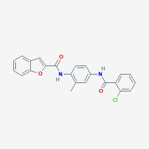 molecular formula C23H17ClN2O3 B504895 N-{4-[(2-chlorobenzoyl)amino]-2-methylphenyl}-1-benzofuran-2-carboxamide 
