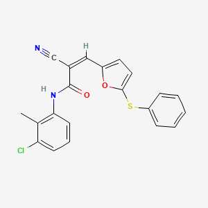 molecular formula C21H15ClN2O2S B5048954 N-(3-chloro-2-methylphenyl)-2-cyano-3-[5-(phenylthio)-2-furyl]acrylamide 
