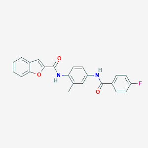 molecular formula C23H17FN2O3 B504896 N-{4-[(4-fluorobenzoyl)amino]-2-methylphenyl}-1-benzofuran-2-carboxamide 