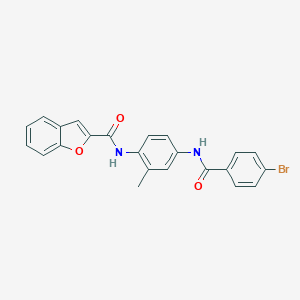 molecular formula C23H17BrN2O3 B504897 N-{4-[(4-bromobenzoyl)amino]-2-methylphenyl}-1-benzofuran-2-carboxamide 