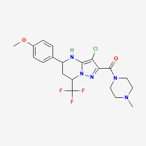 molecular formula C20H23ClF3N5O2 B5049046 3-chloro-5-(4-methoxyphenyl)-2-[(4-methyl-1-piperazinyl)carbonyl]-7-(trifluoromethyl)-4,5,6,7-tetrahydropyrazolo[1,5-a]pyrimidine 