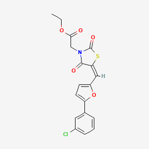 molecular formula C18H14ClNO5S B5049053 ethyl (5-{[5-(3-chlorophenyl)-2-furyl]methylene}-2,4-dioxo-1,3-thiazolidin-3-yl)acetate 