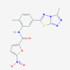 molecular formula C16H12N6O4S B504908 5-nitro-N-[2-methyl-5-(3-methyl[1,2,4]triazolo[3,4-b][1,3,4]thiadiazol-6-yl)phenyl]-2-furamide 