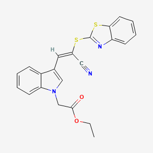 molecular formula C22H17N3O2S2 B5049088 ethyl {3-[2-(1,3-benzothiazol-2-ylthio)-2-cyanovinyl]-1H-indol-1-yl}acetate 