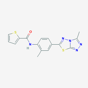 molecular formula C16H13N5OS2 B504911 N-[2-methyl-4-(3-methyl[1,2,4]triazolo[3,4-b][1,3,4]thiadiazol-6-yl)phenyl]thiophene-2-carboxamide 