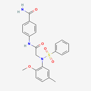molecular formula C23H23N3O5S B5049111 4-{[N-(2-methoxy-5-methylphenyl)-N-(phenylsulfonyl)glycyl]amino}benzamide 