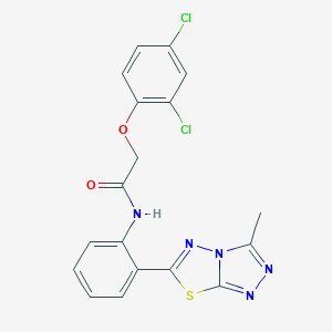molecular formula C18H13Cl2N5O2S B504915 2-(2,4-dichlorophenoxy)-N-[2-(3-methyl[1,2,4]triazolo[3,4-b][1,3,4]thiadiazol-6-yl)phenyl]acetamide 
