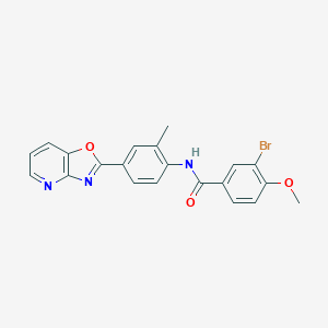 molecular formula C21H16BrN3O3 B504916 3-bromo-4-methoxy-N-(2-methyl-4-[1,3]oxazolo[4,5-b]pyridin-2-ylphenyl)benzamide 