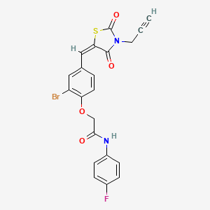 2-(2-bromo-4-{[2,4-dioxo-3-(2-propyn-1-yl)-1,3-thiazolidin-5-ylidene]methyl}phenoxy)-N-(4-fluorophenyl)acetamide