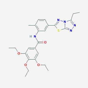 molecular formula C25H29N5O4S B504917 3,4,5-triethoxy-N-[5-(3-ethyl[1,2,4]triazolo[3,4-b][1,3,4]thiadiazol-6-yl)-2-methylphenyl]benzamide 